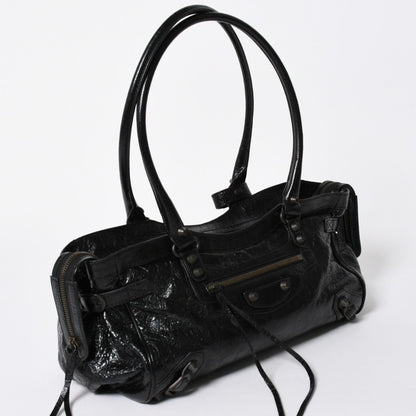 Balenciaga le City East West Tote Shoulder Bag Model Black Blanc — view 3