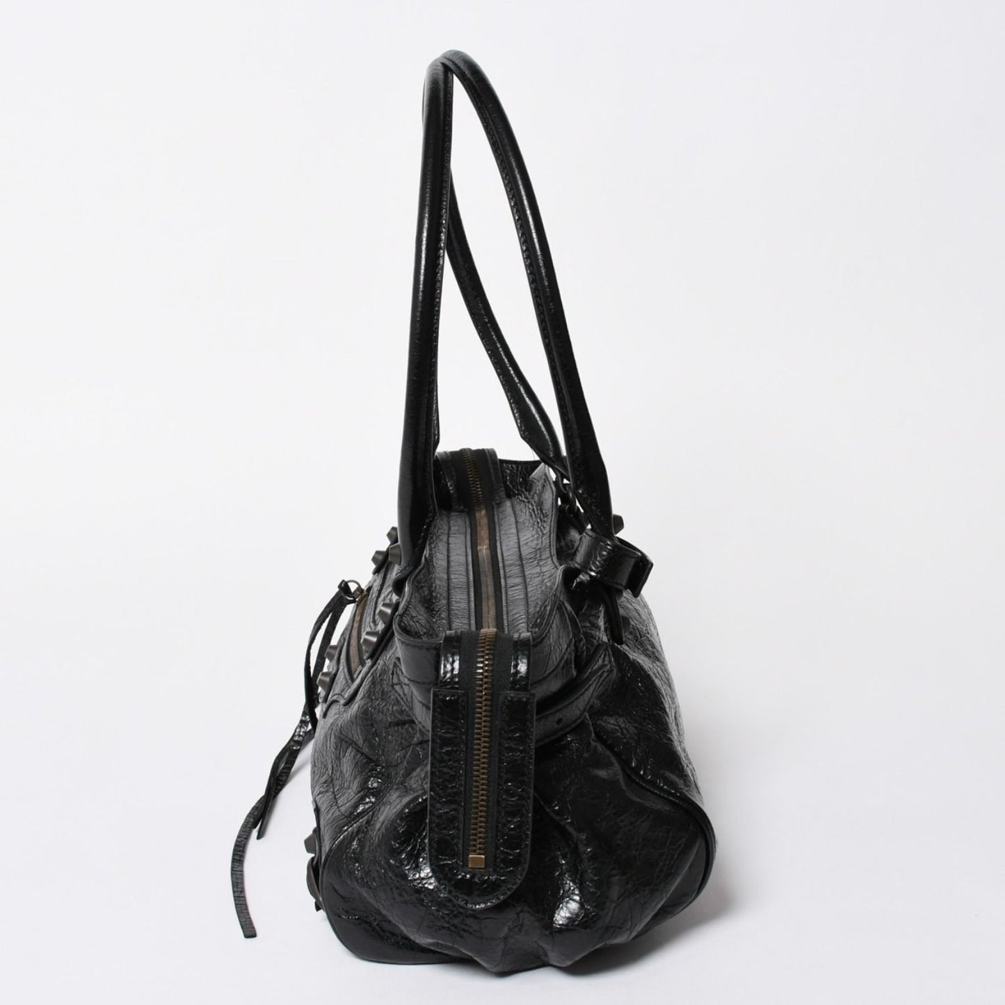 Balenciaga le City East West Tote Shoulder Bag Model Black Blanc — view 4