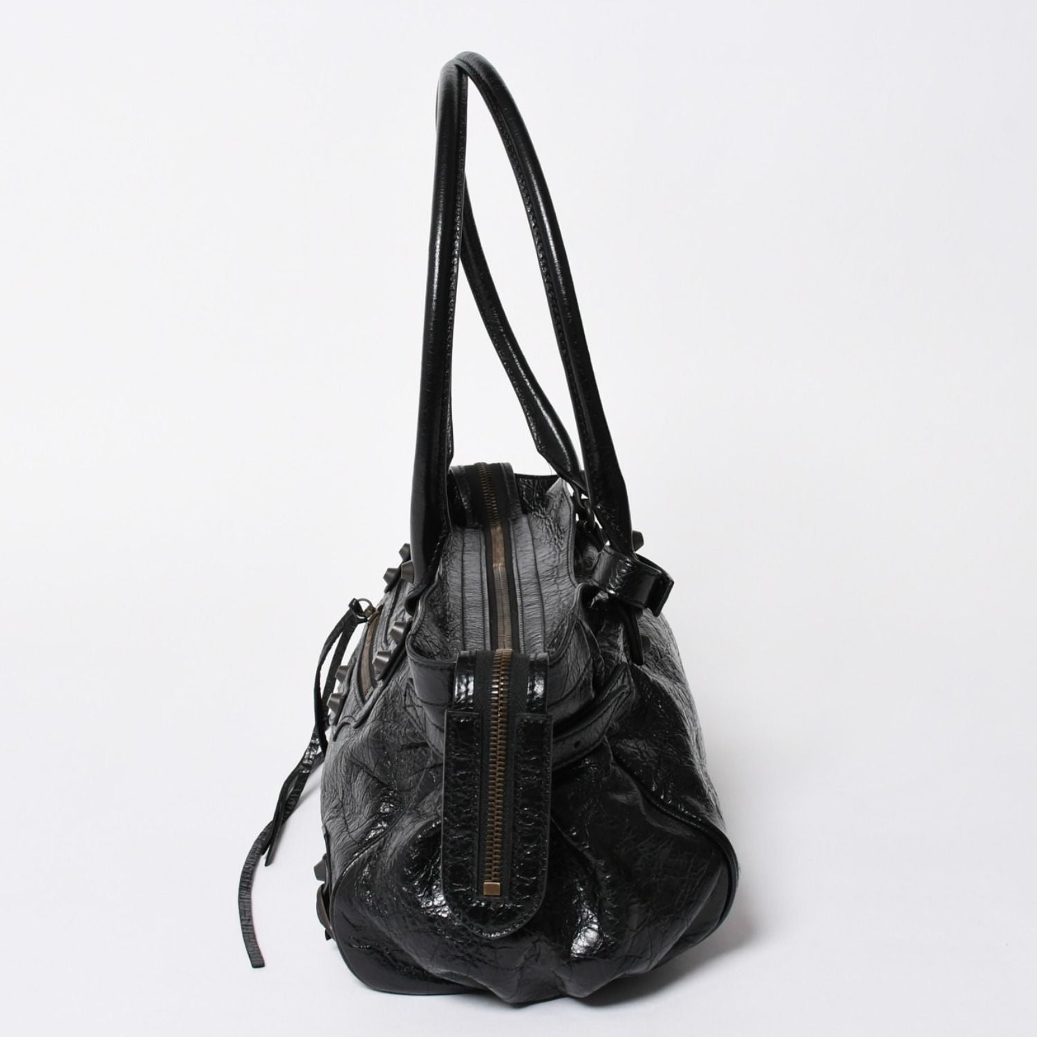 Balenciaga le City East West Tote Shoulder Bag Model Black Blanc — view 4
