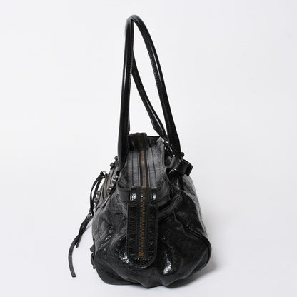Balenciaga le City East West Tote Shoulder Bag Model Black Blanc — view 4