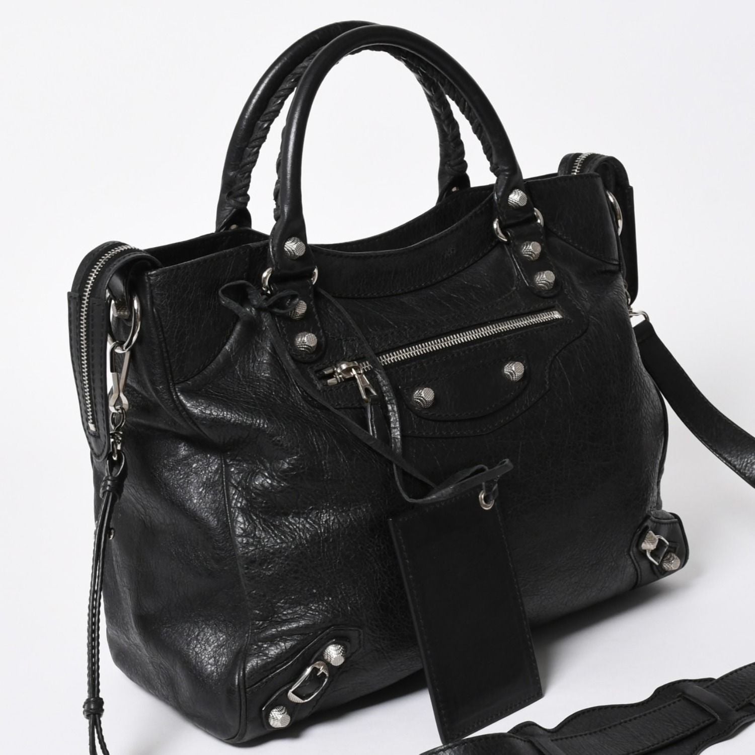 Balenciaga the Giant Velo 2-Way Shoulder Bag Black Silver — view 3