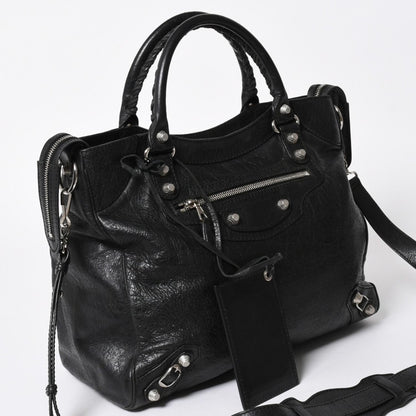 Balenciaga the Giant Velo 2-Way Shoulder Bag Black Silver — view 3