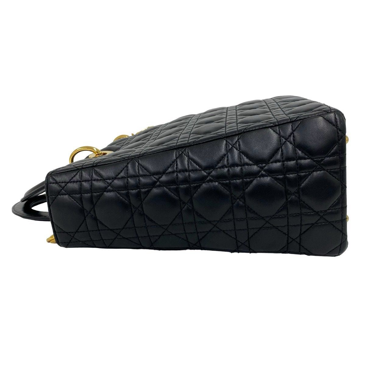 Dior Bag with Key Lady Cannage Stitch Leather Handbag Black — view 5