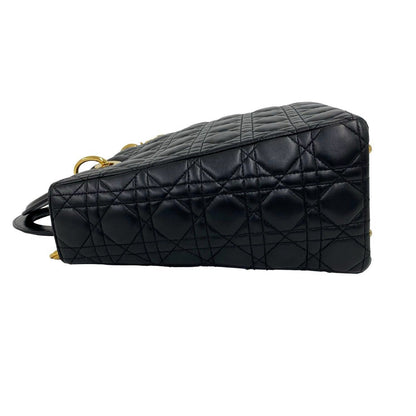 Dior Bag with Key Lady Cannage Stitch Leather Handbag Black — view 5