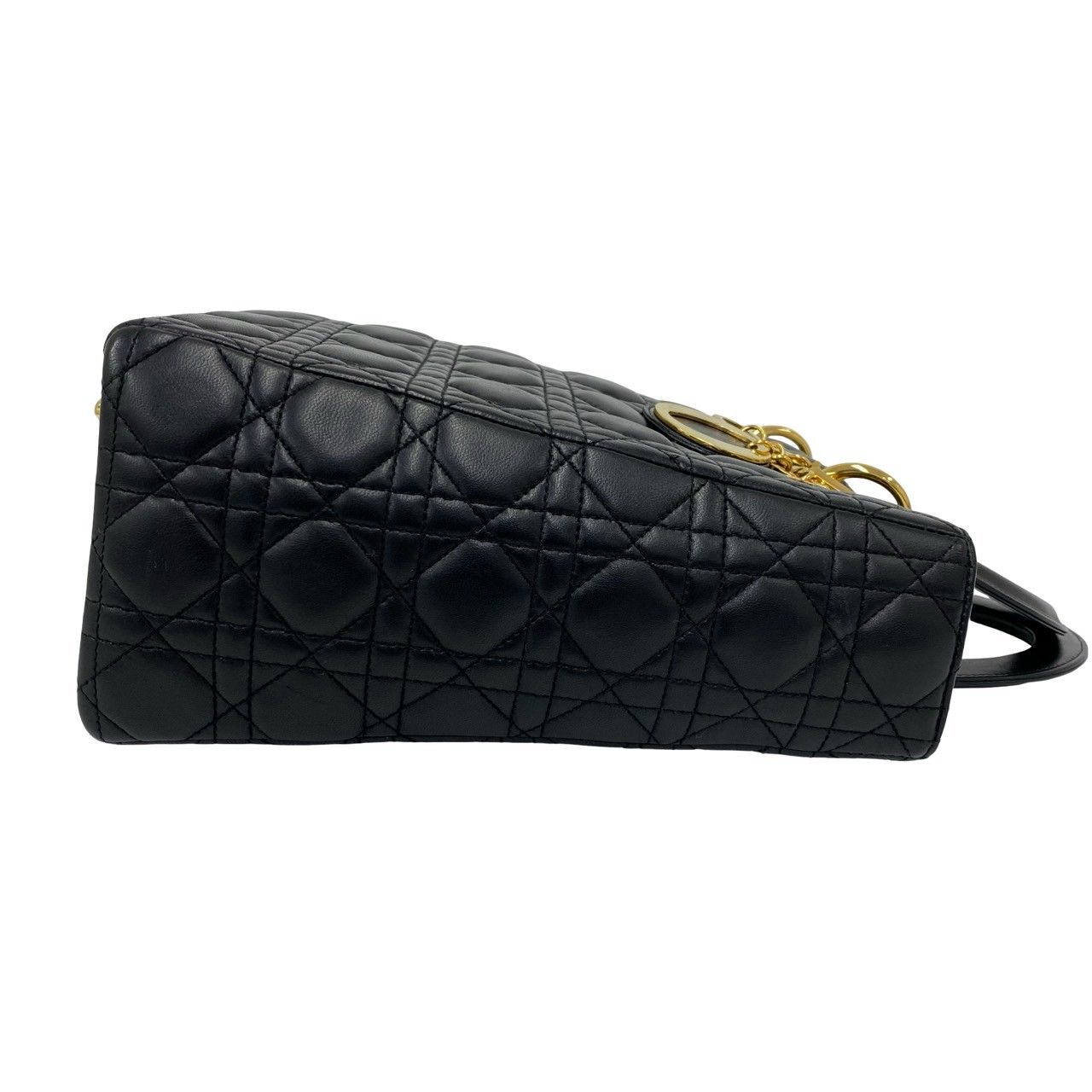 Dior Bag with Key Lady Cannage Stitch Leather Handbag Black — view 6