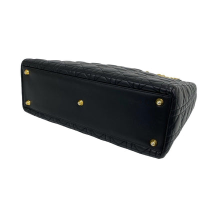 Dior Bag with Key Lady Cannage Stitch Leather Handbag Black — view 8