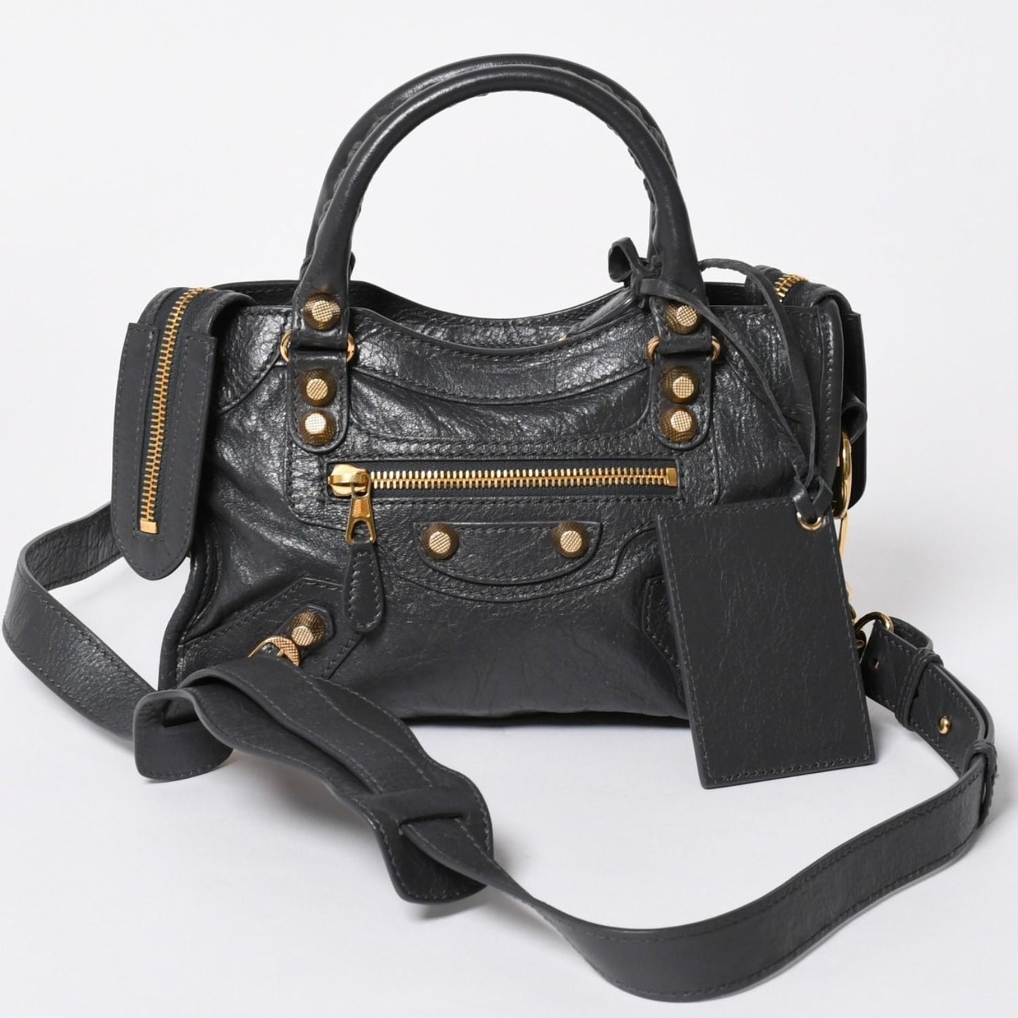 Balenciaga le City Mini 2-Way Shoulder Bag Gray Gold