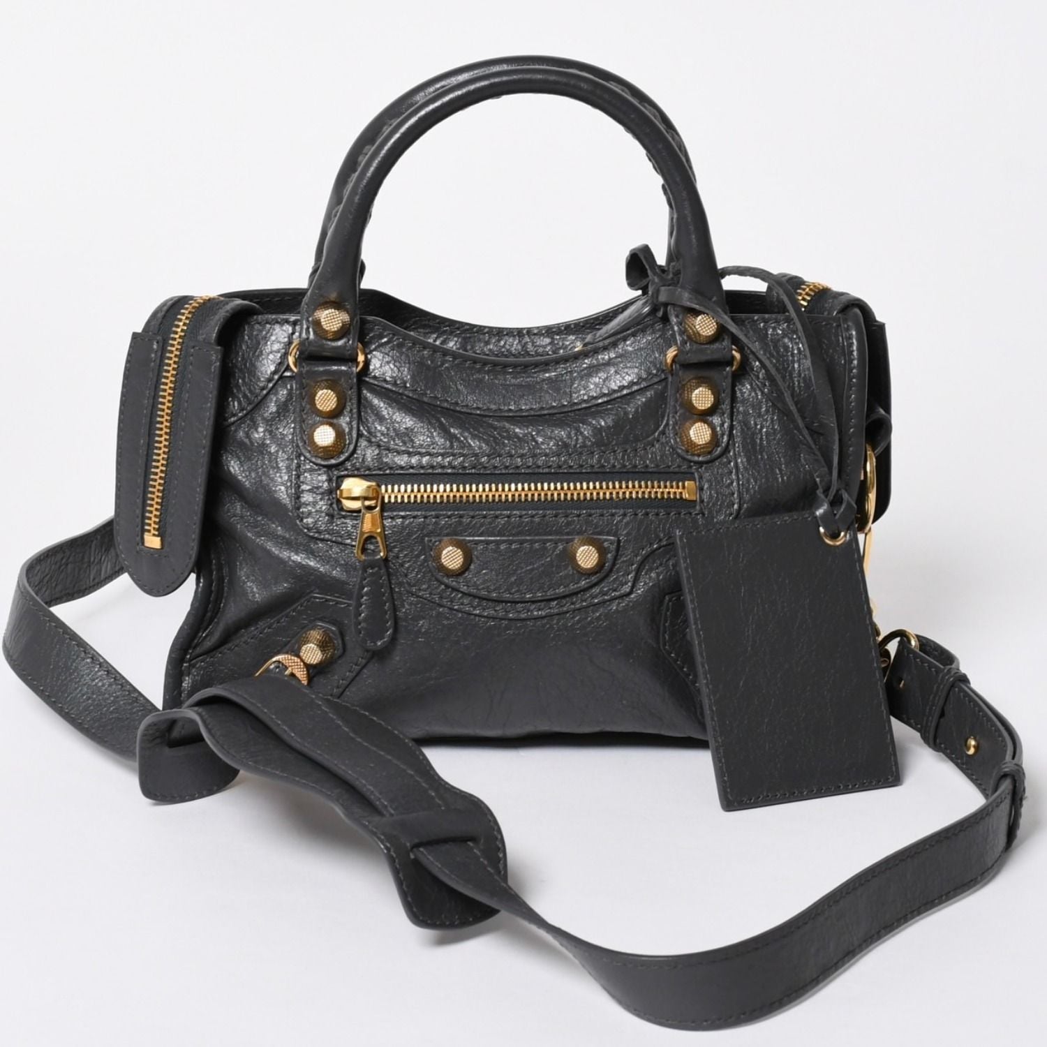 Balenciaga le City Mini 2-Way Shoulder Bag Gray Gold