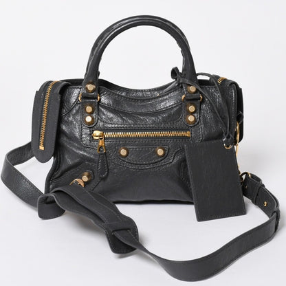 Balenciaga le City Mini 2-Way Shoulder Bag Gray Gold