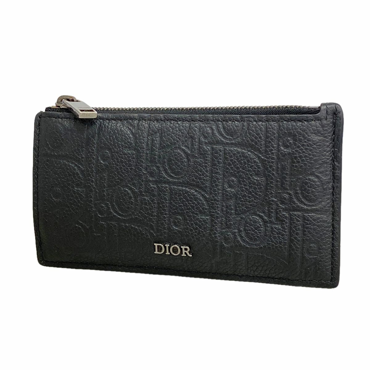 Dior Coin Purse Leather Black Silver