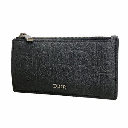 Dior Coin Purse Leather Black Silver