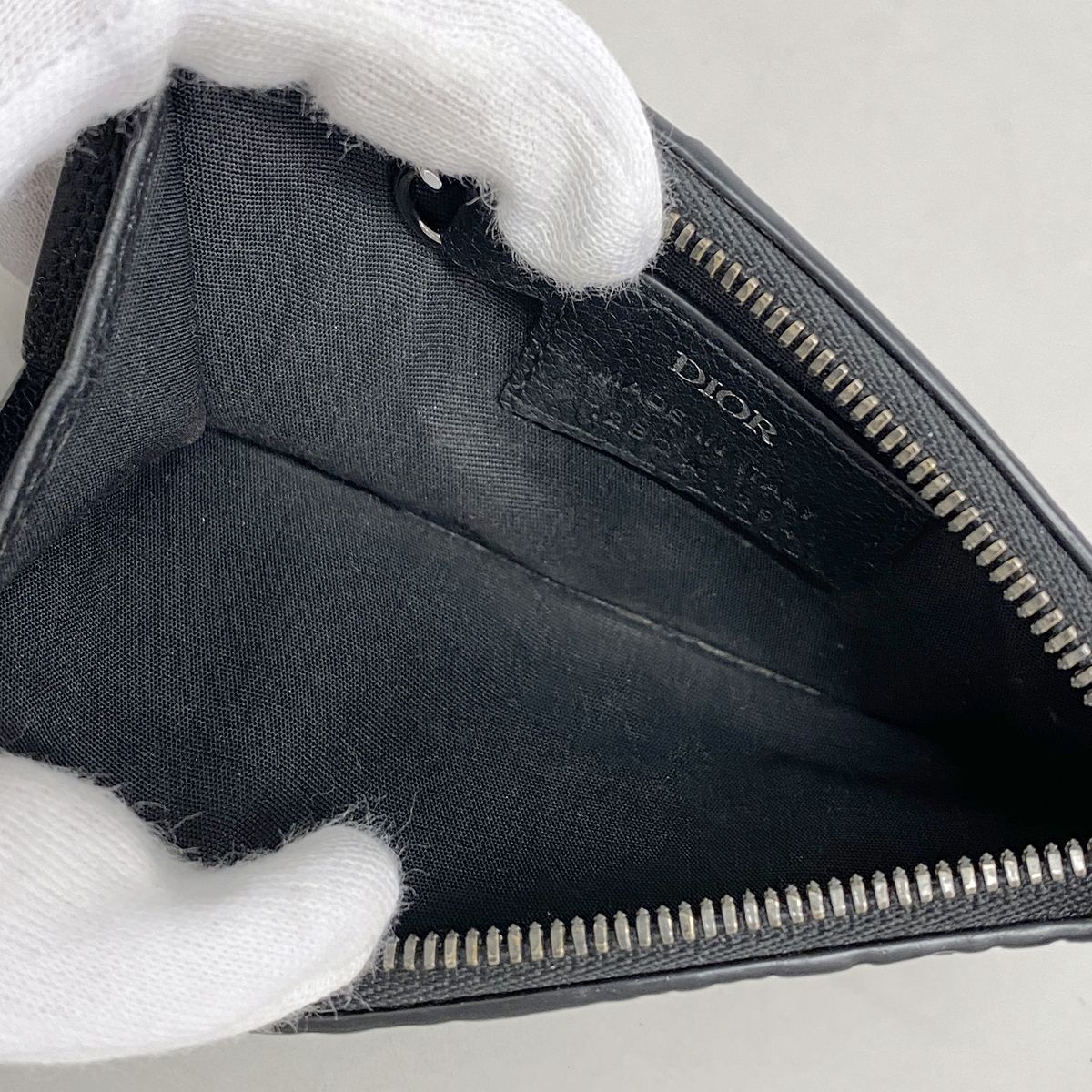 Dior Coin Purse Leather Black Silver — view 3