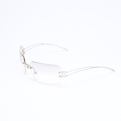 Chanel Rimless Sunglasses Side CC Logo Clear Silver Frame Metal 16 Eyewear — view 3