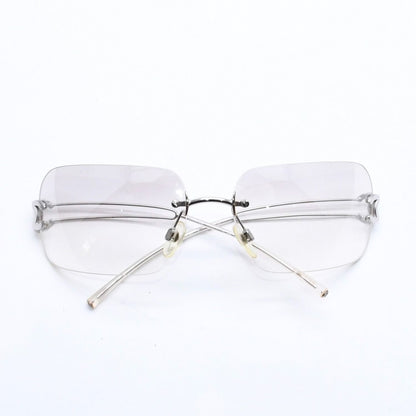 Chanel Rimless Sunglasses Side CC Logo Clear Silver Frame Metal 16 Eyewear — view 2