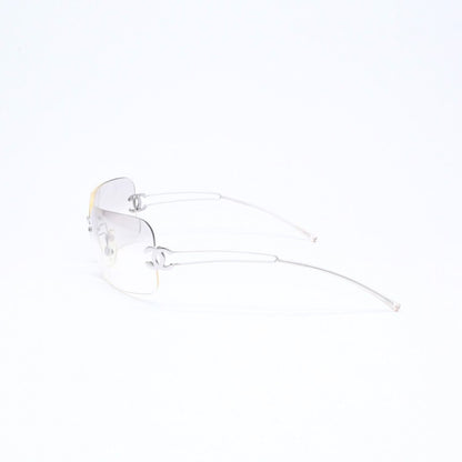 Chanel Rimless Sunglasses Side CC Logo Clear Silver Frame Metal 16 Eyewear — view 6