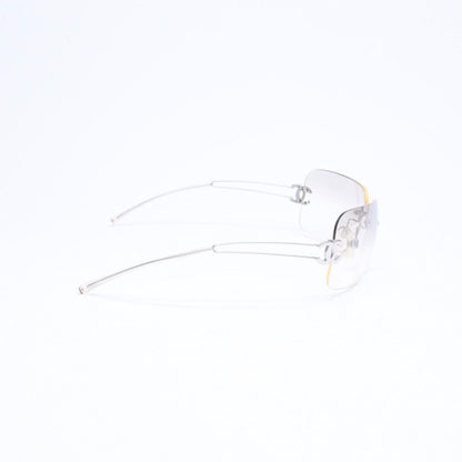 Chanel Rimless Sunglasses Side CC Logo Clear Silver Frame Metal 16 Eyewear — view 5
