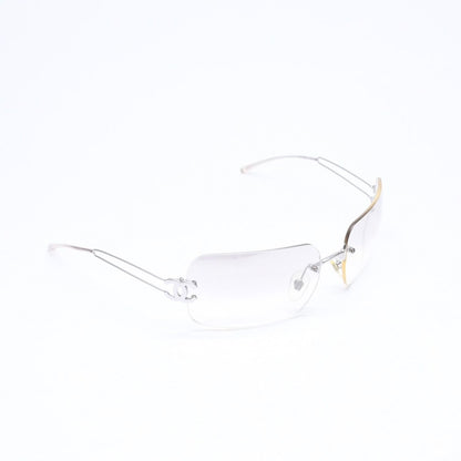 Chanel Rimless Sunglasses Side CC Logo Clear Silver Frame Metal 16 Eyewear — view 4