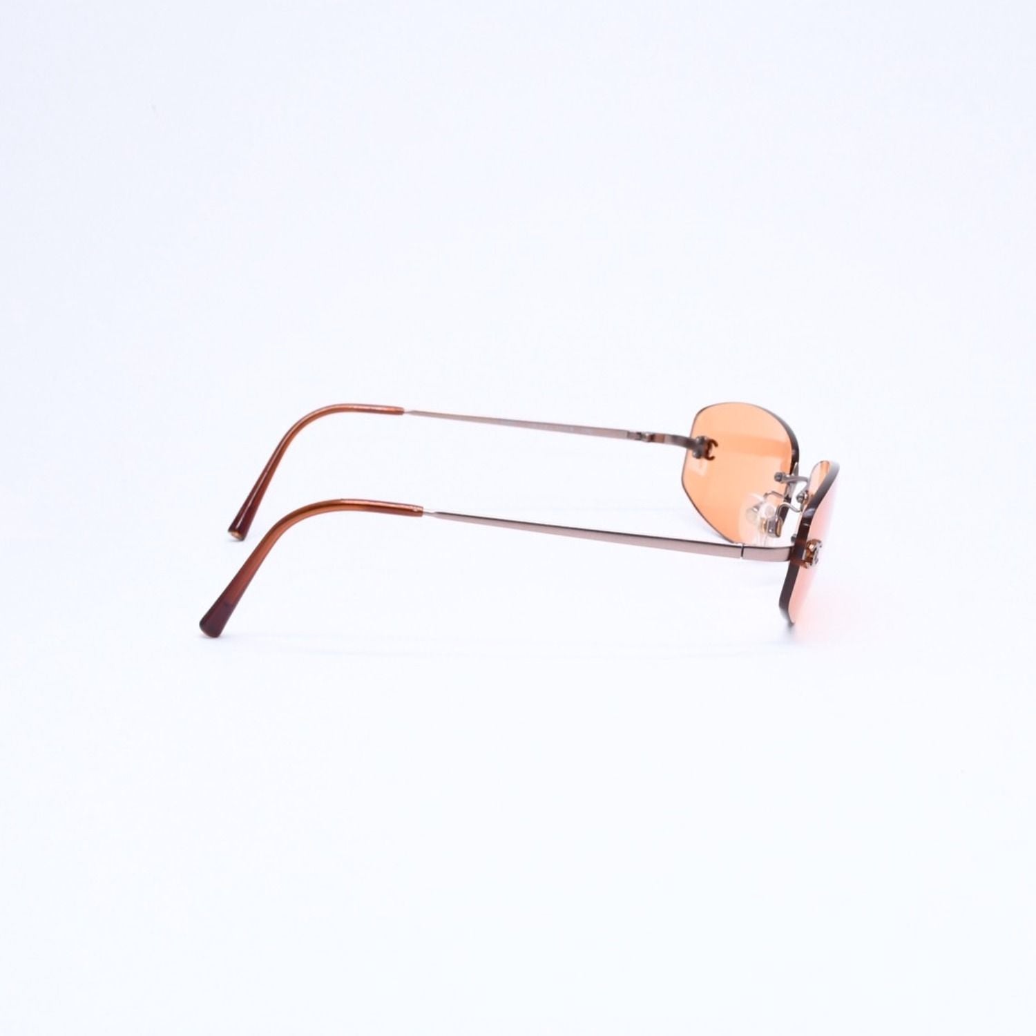 Chanel Rimless Sunglasses Side CC Logo Metal Orange 19 Eyewear — view 5