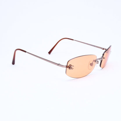 Chanel Rimless Sunglasses Side CC Logo Metal Orange 19 Eyewear — view 4