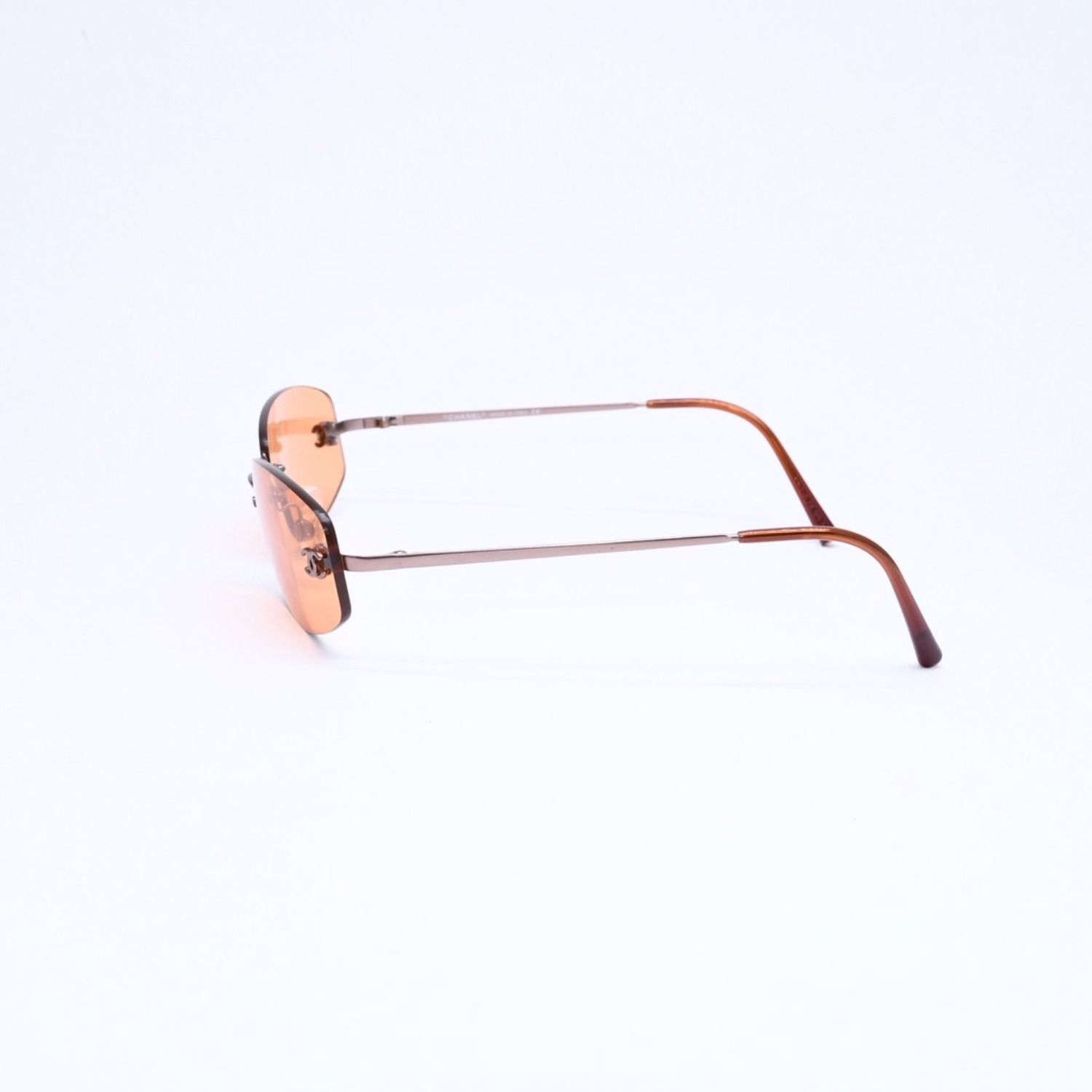 Chanel Rimless Sunglasses Side CC Logo Metal Orange 19 Eyewear — view 6