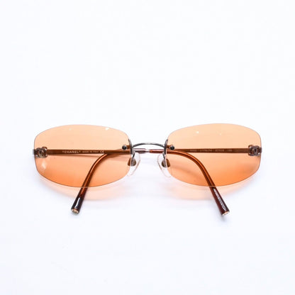 Chanel Rimless Sunglasses Side CC Logo Metal Orange 19 Eyewear — view 2
