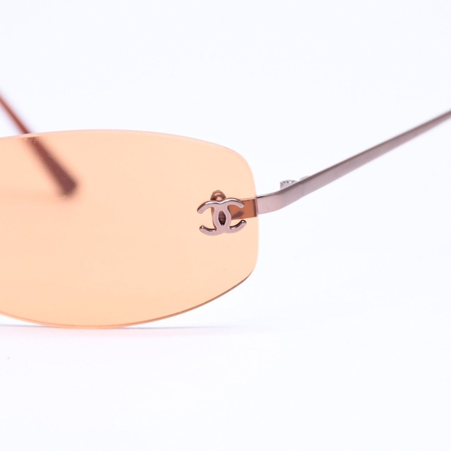 Chanel Rimless Sunglasses Side CC Logo Metal Orange 19 Eyewear — view 7