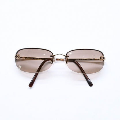Chanel Half Rim Sunglasses Eyewear CC Logo Brown Gold — view 2