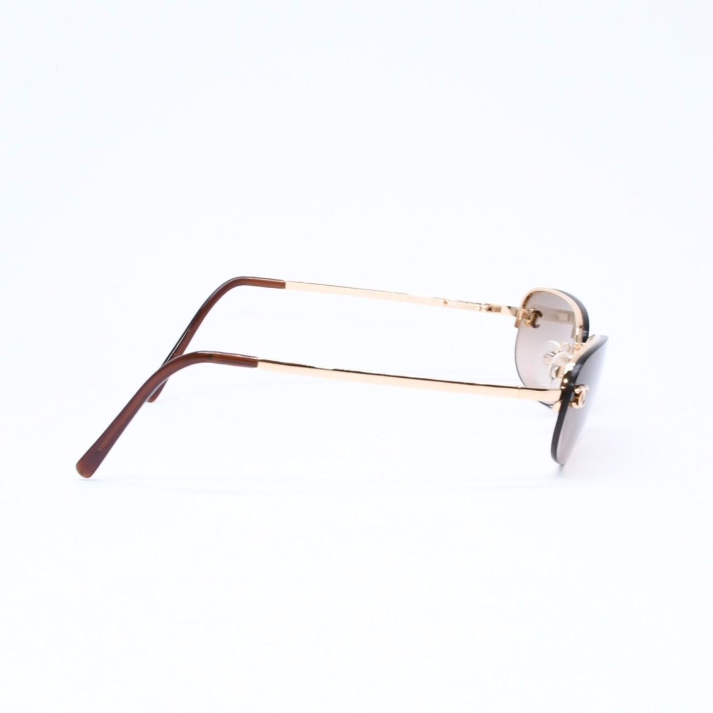 Chanel Half Rim Sunglasses Eyewear CC Logo Brown Gold — view 5