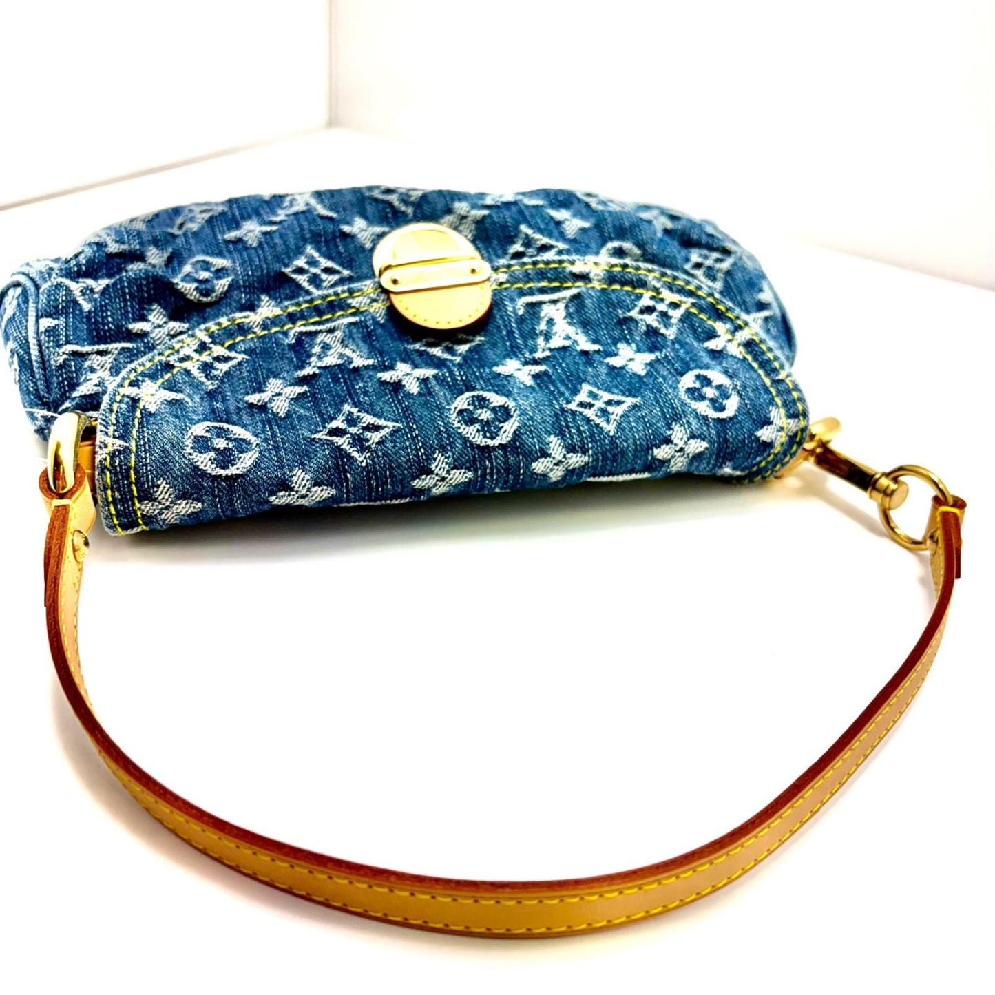 Louis Vuitton Mini Pleaty Monogram Denim Blue Shoulder Bag — view 7