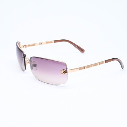Chanel Half Rim Sunglasses CC Logo Brown Gold Eyewear — view 3