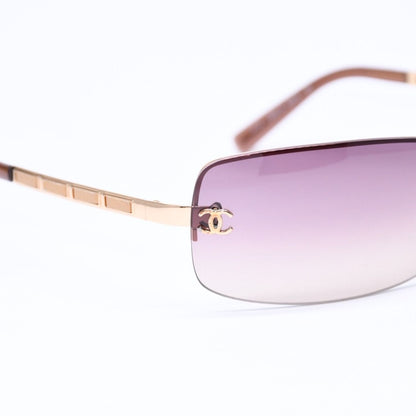 Chanel Half Rim Sunglasses CC Logo Brown Gold Eyewear — view 8