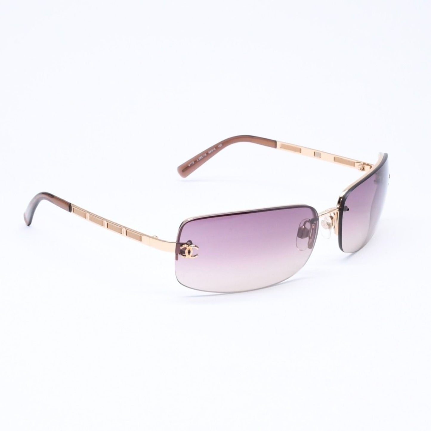 Chanel Half Rim Sunglasses CC Logo Brown Gold Eyewear — view 4