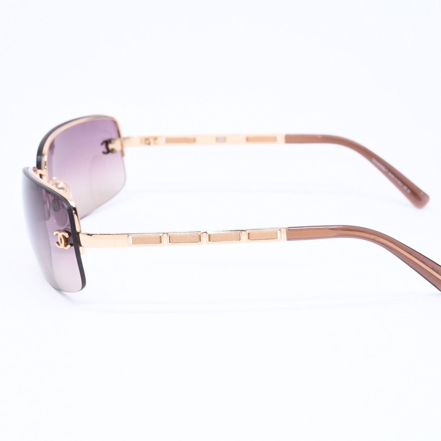 Chanel Half Rim Sunglasses CC Logo Brown Gold Eyewear — view 6