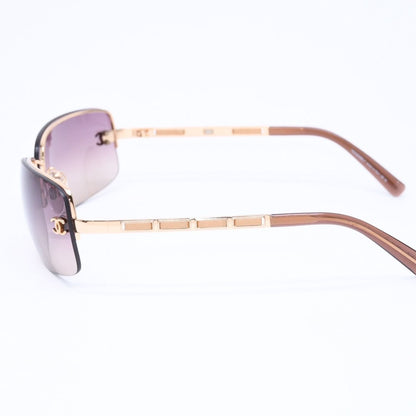 Chanel Half Rim Sunglasses CC Logo Brown Gold Eyewear — view 6