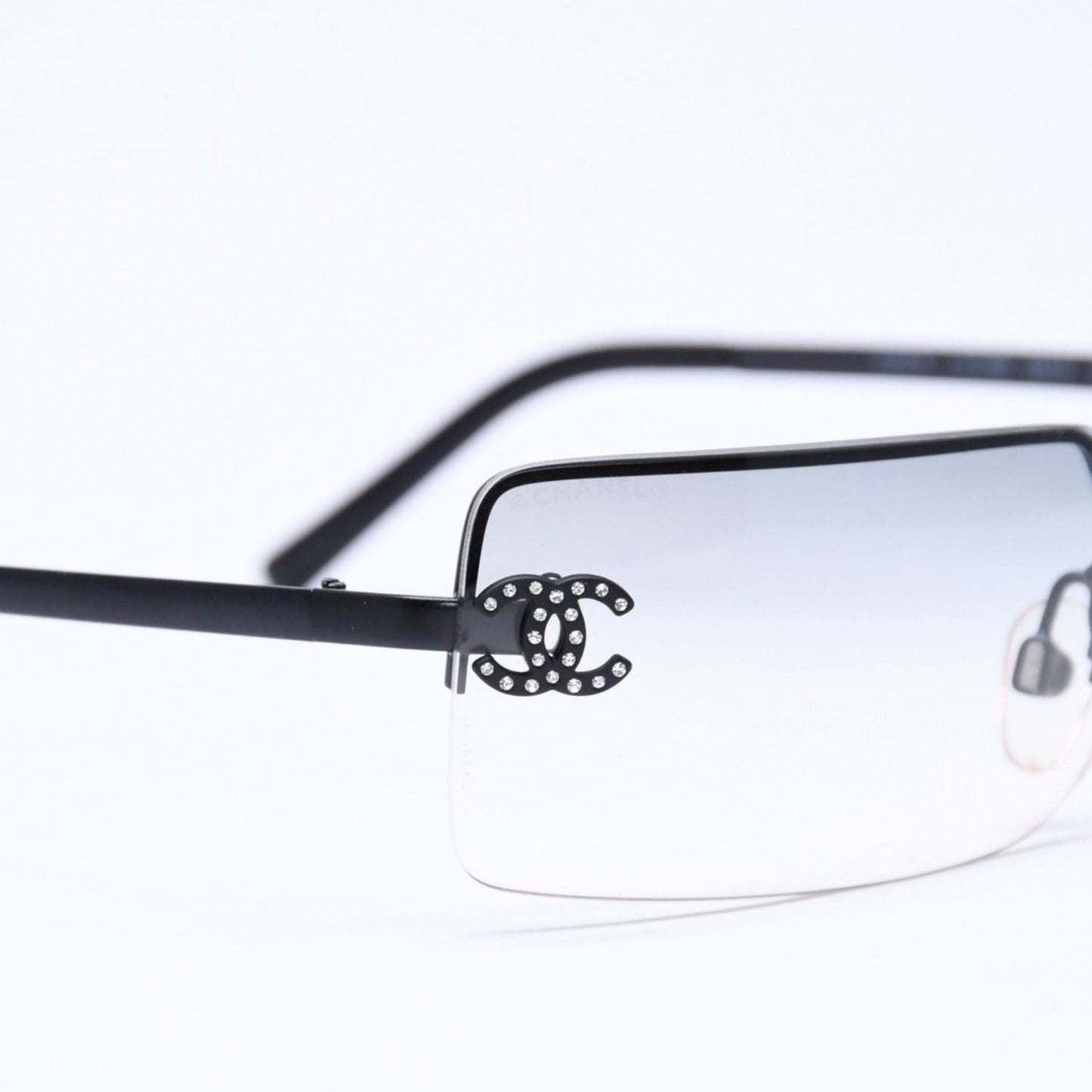 Chanel Half Rim Sunglasses Eyewear CC Logo Rhinestone — view 8