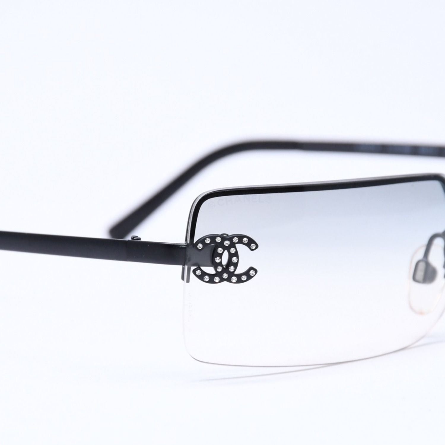 Chanel Half Rim Sunglasses Eyewear CC Logo Rhinestone — view 8