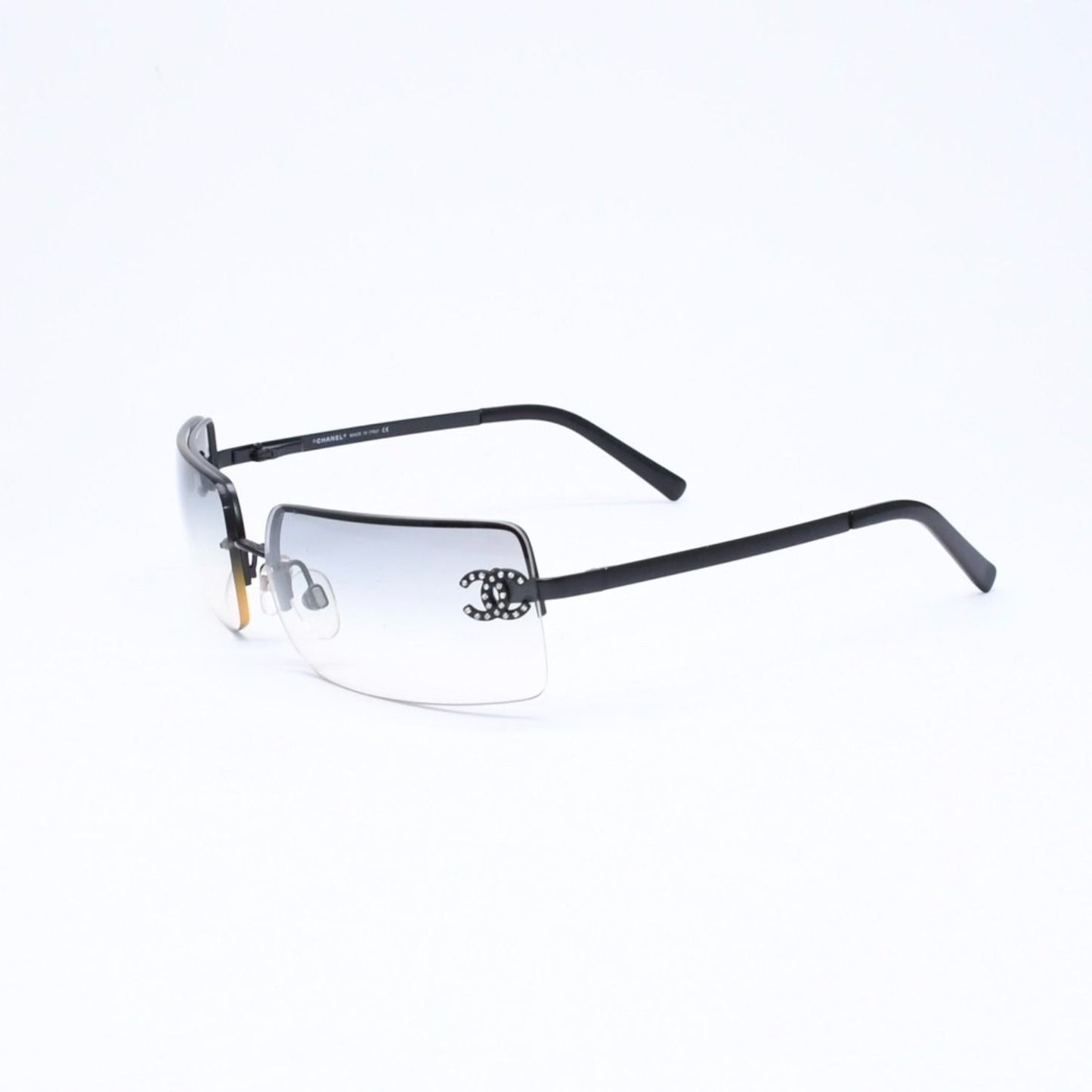 Chanel Half Rim Sunglasses Eyewear CC Logo Rhinestone — view 3