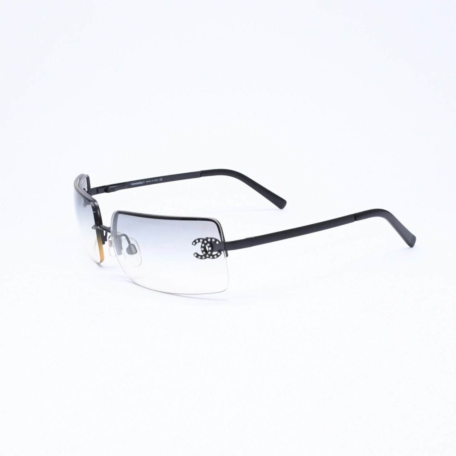 Chanel Half Rim Sunglasses Eyewear CC Logo Rhinestone — view 3