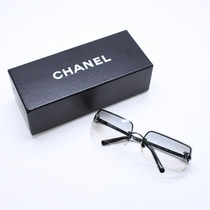 Chanel Half Rim Sunglasses Eyewear CC Logo Rhinestone