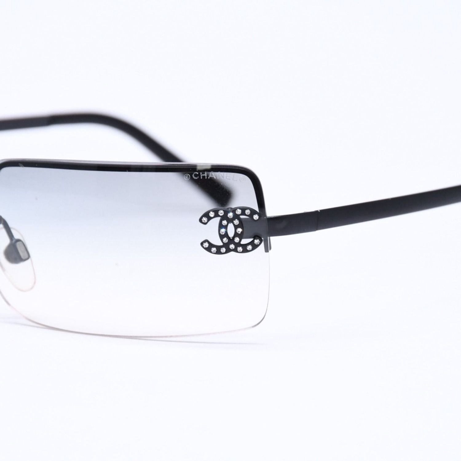 Chanel Half Rim Sunglasses Eyewear CC Logo Rhinestone — view 7