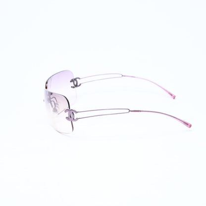 Chanel Rimless Sunglasses Side CC Logo Lavender Light Brown Gradient 16 Eyewear — view 6