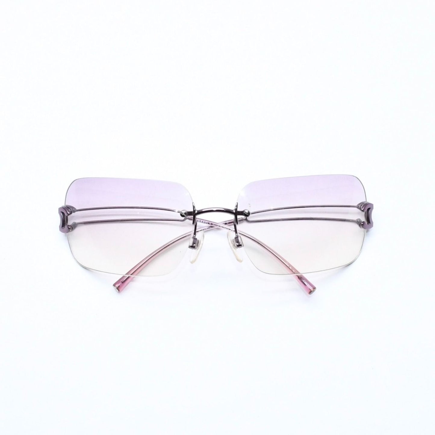 Chanel Rimless Sunglasses Side CC Logo Lavender Light Brown Gradient 16 Eyewear — view 2
