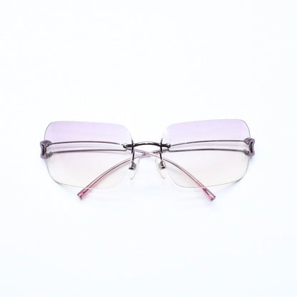 Chanel Rimless Sunglasses Side CC Logo Lavender Light Brown Gradient 16 Eyewear — view 2
