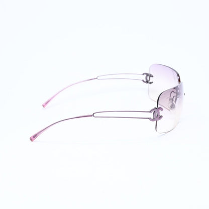 Chanel Rimless Sunglasses Side CC Logo Lavender Light Brown Gradient 16 Eyewear — view 5