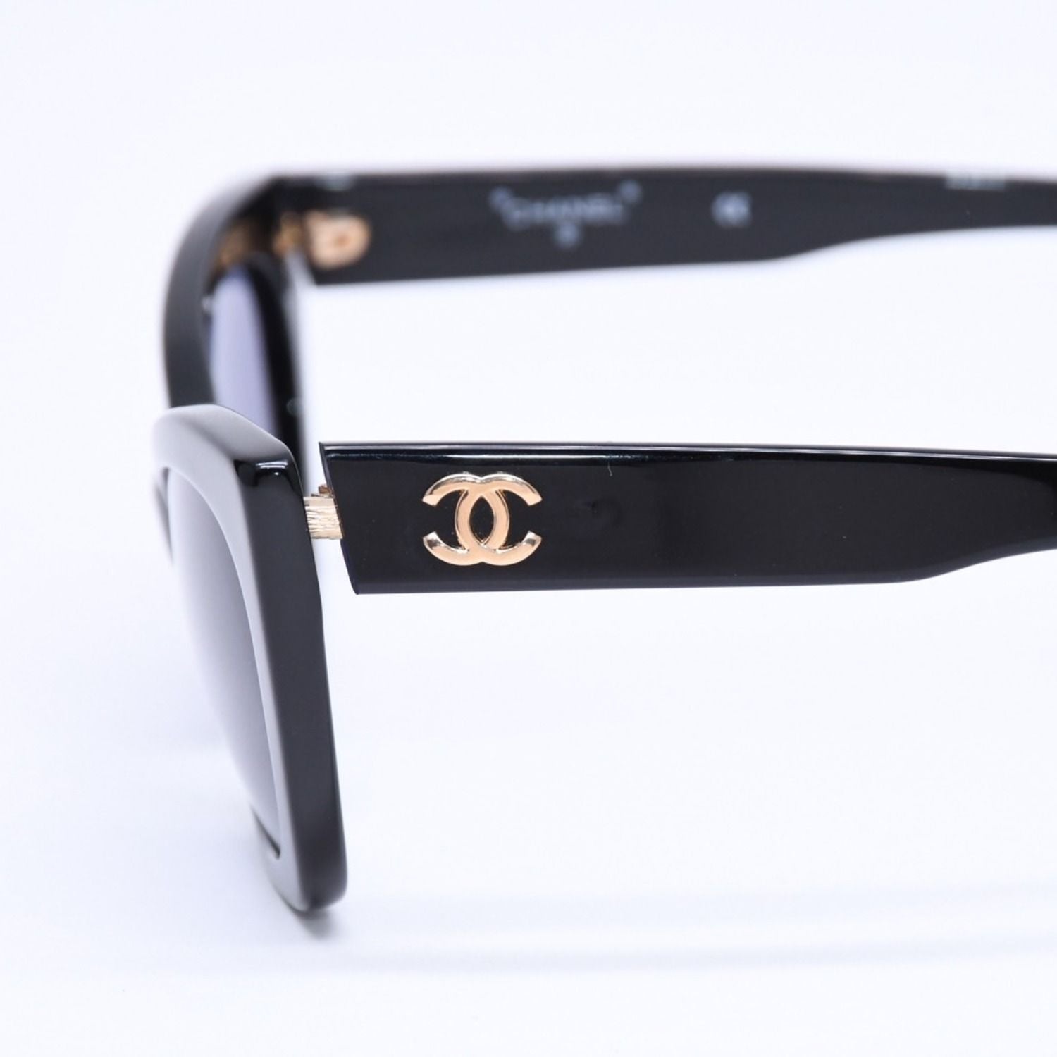 Chanel Cat's Eye Sunglasses Eyewear CC Logo Black Gold — view 7
