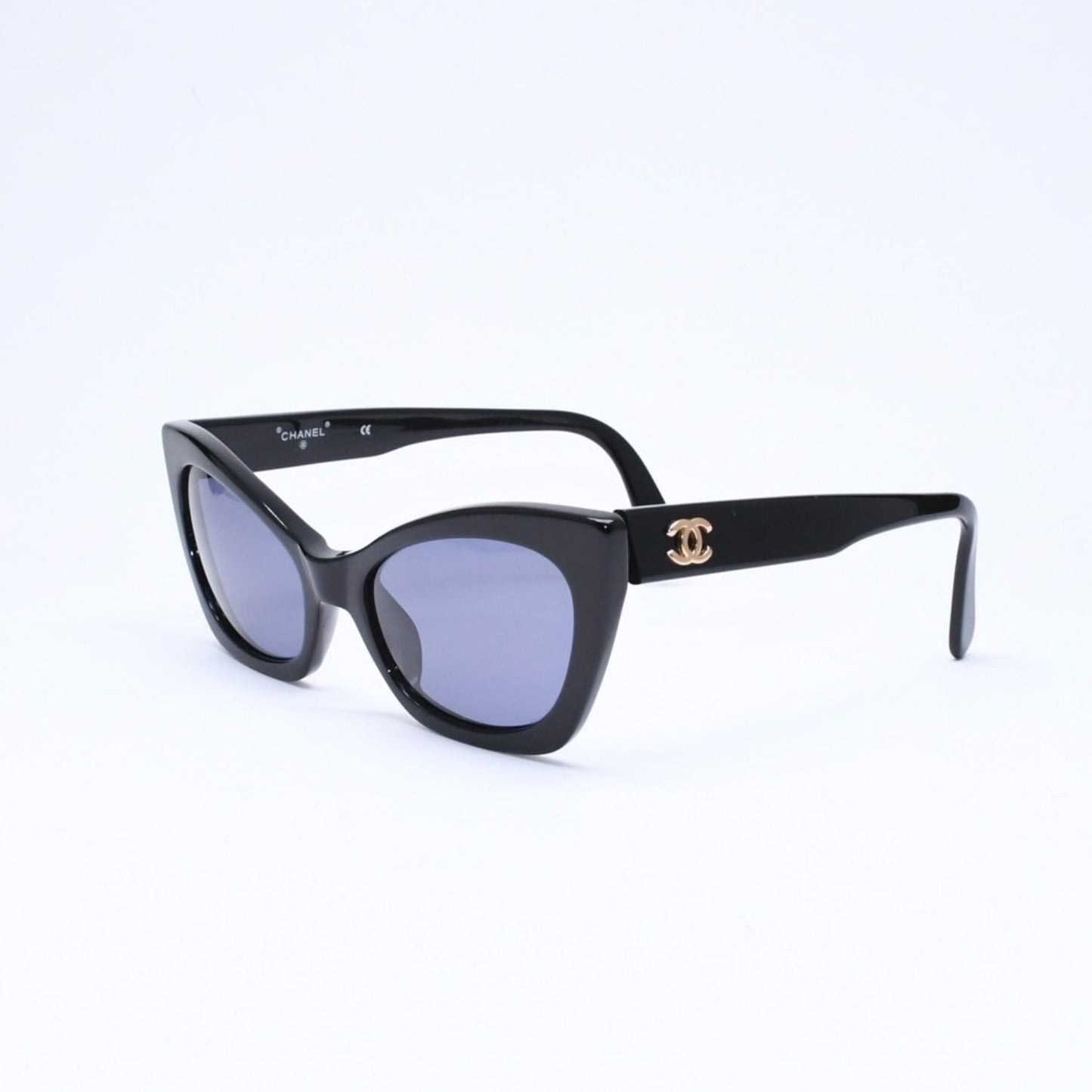 Chanel Cat's Eye Sunglasses Eyewear CC Logo Black Gold — view 3