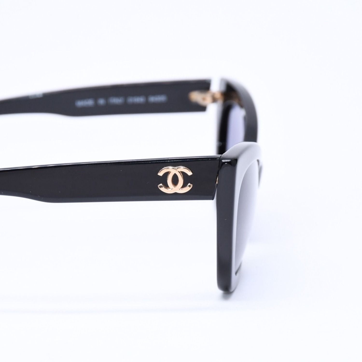 Chanel Cat's Eye Sunglasses Eyewear CC Logo Black Gold — view 8