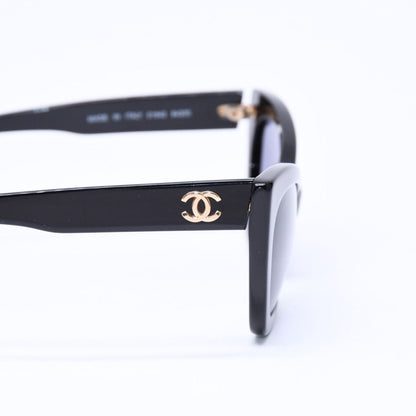 Chanel Cat's Eye Sunglasses Eyewear CC Logo Black Gold — view 8