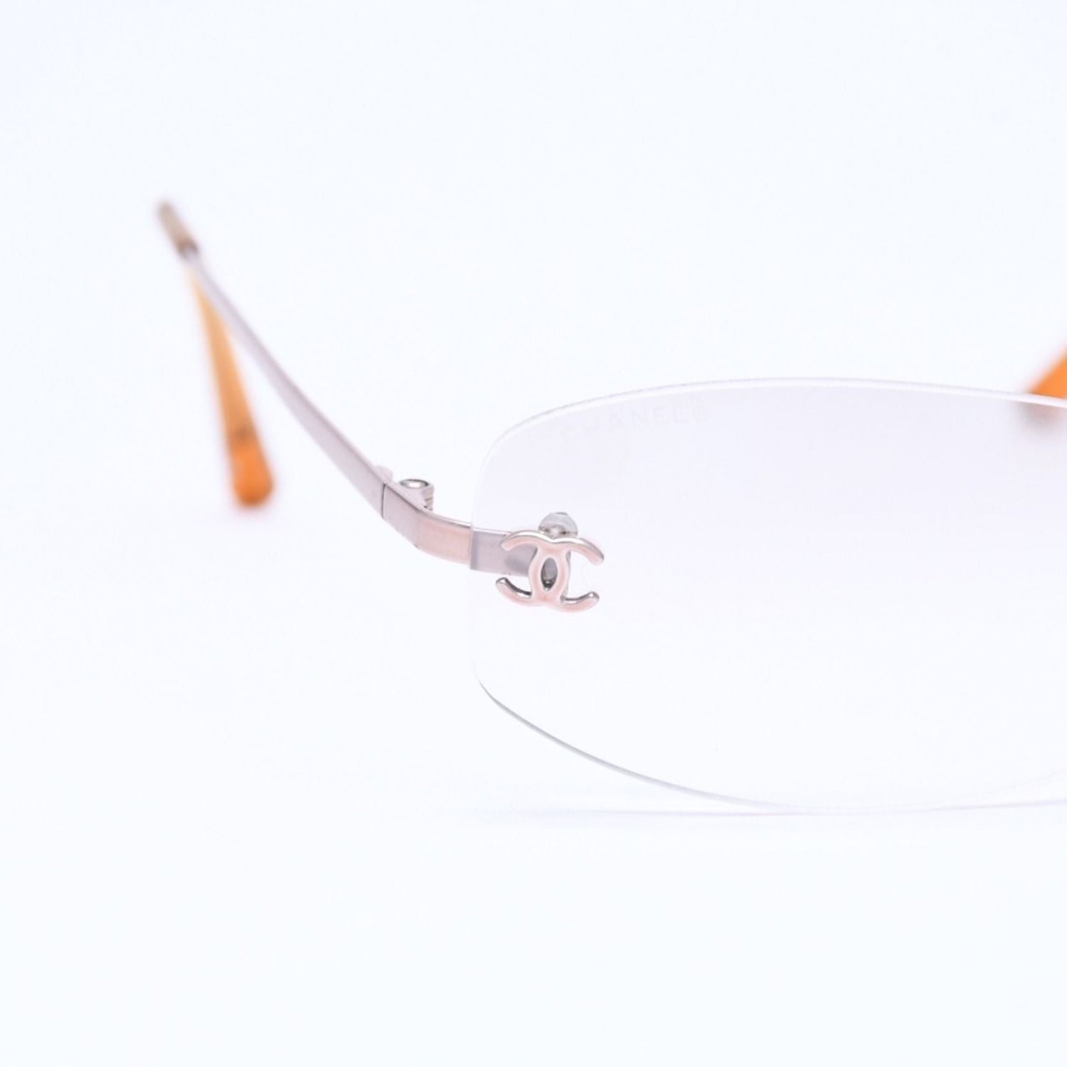 Chanel Rimless Side CC Logo Sunglasses Gradient Lens Silver Frame Eyewear — view 8