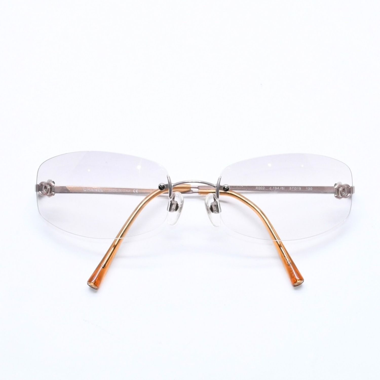 Chanel Rimless Side CC Logo Sunglasses Gradient Lens Silver Frame Eyewear — view 2